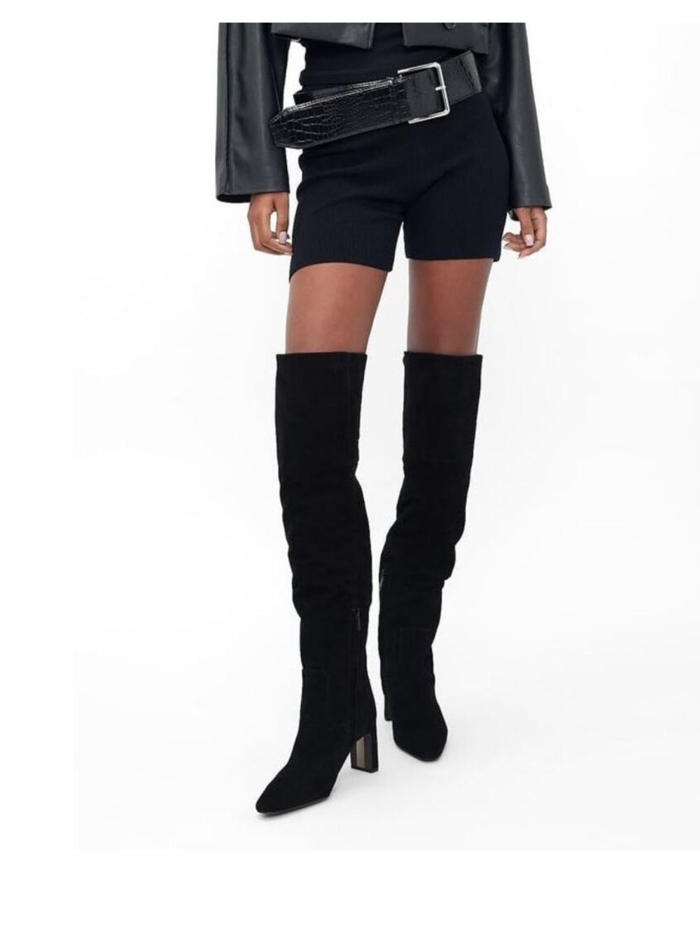Sam Edelman Women's Shea Over-the-Knee Boot Black Suede Wide Calf 6.5 Medium